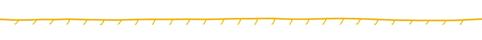 Hand drawn thin yellow line divider with small yellow attached checkmarks below it at regular intervals
